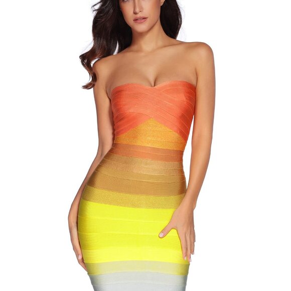 NWOT meilun Women's Bandage Strapless Dress Bodycon Cocktail Party Dress - Picture 1 of 6